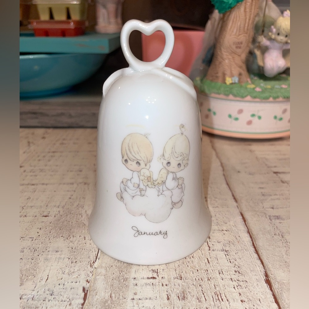 Precious Moments White Bell with Angelic Design